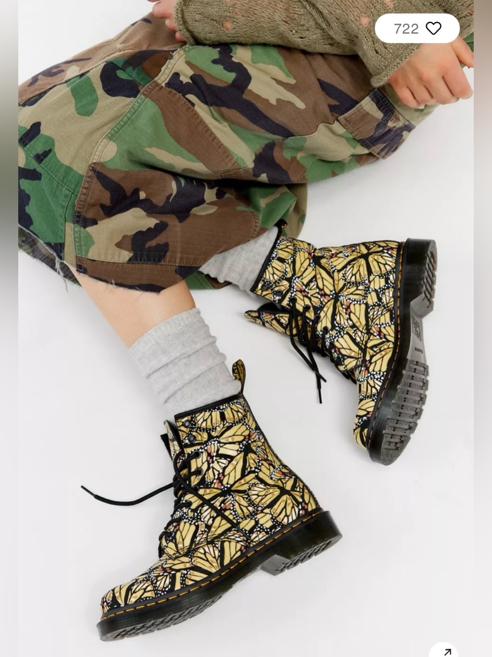 NWOT Dr. Martens 1460 Monarch Butterfly Yellow
Black 8-Eye Boots Women's Size 7